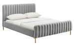 Angela Contemporary Grey Velvet Queen Platform Bed