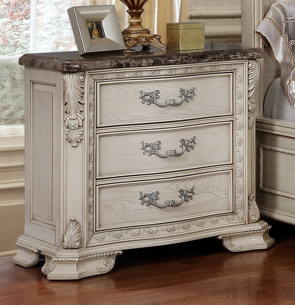 Angie Antique White Wood Nightstand