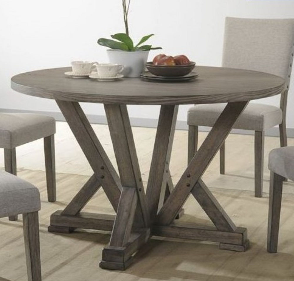 Anna Antique Light Grey Wood Dining Table