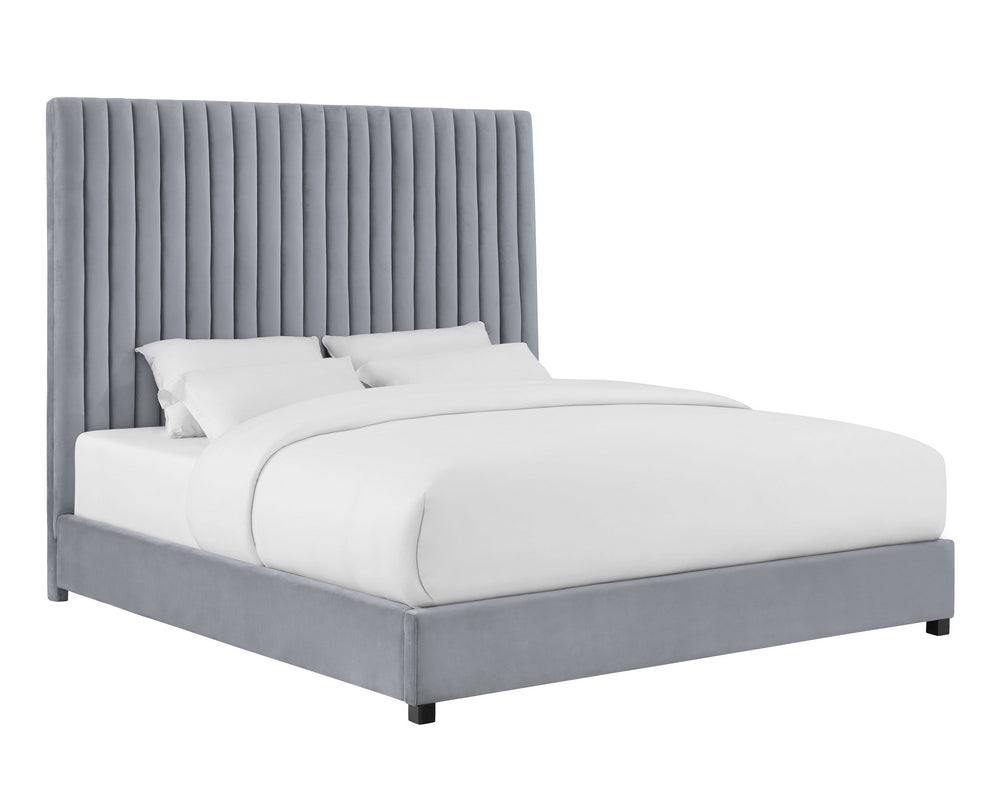 Arabelle Grey Velvet King Platform Bed (Oversized)