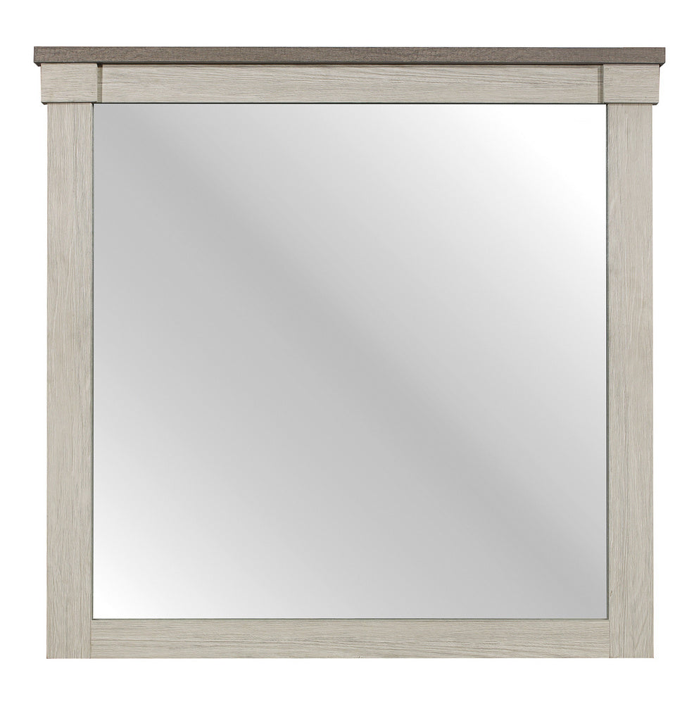 Arcadia White & Weathered Gray Wood Dresser Mirror
