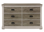 Arcadia White & Weathered Gray Wood 6-Drawer Dresser