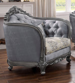 Ariadne Fabric/Platinum Wood Chair with Pillow