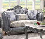 Ariadne Fabric/Platinum Wood Loveseat with 3 Pillows