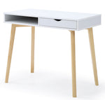 Austin White & Natural Wood Desk w/Drawer & Open Shelf