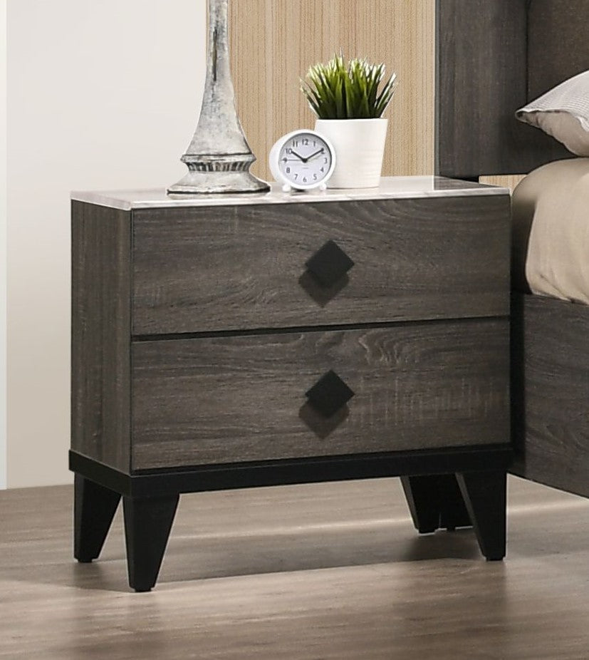 Avantika Rustic Gray Oak Wood Faux Marble 2 Drawer Nightstand Aetna   Yhst 140356018263620 2641 7020630754 