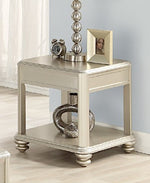 Barbara Gold Finish Wood End Table with Shelf