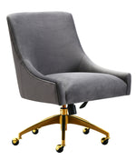 Beatrix Grey Velvet/Metal Swivel Office Chair