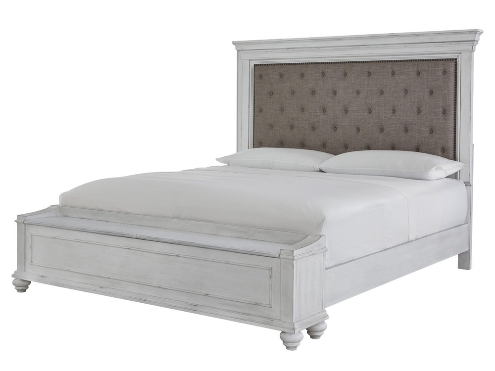 Kanwyn Whitewash Wood/Fabric King Storage Bed