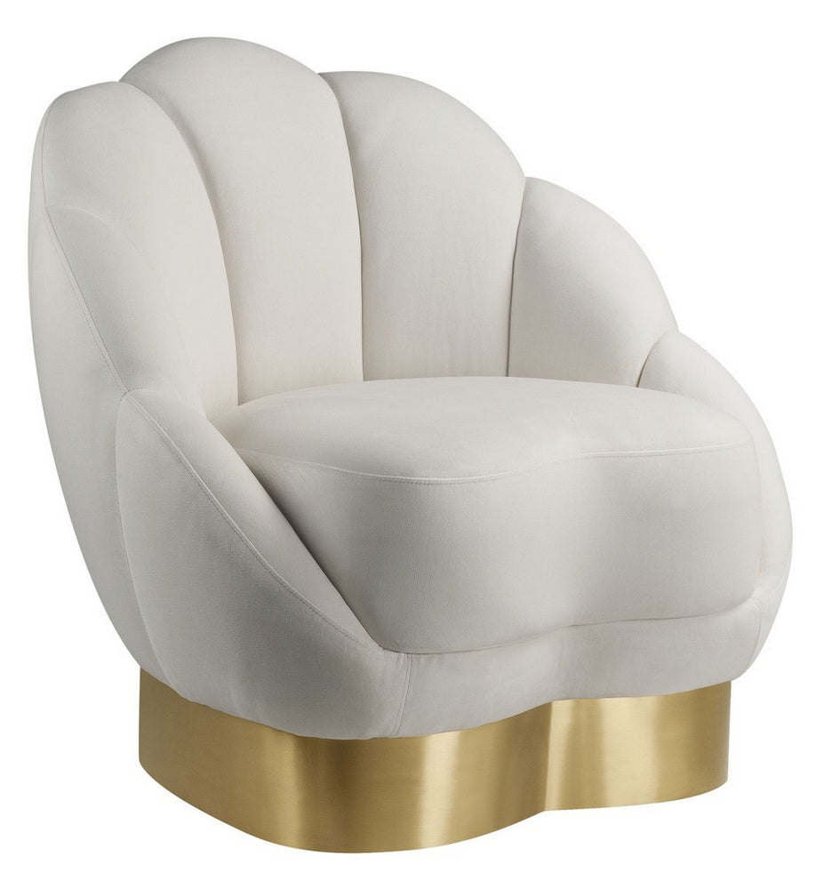 Bloom Cream Velvet Channel Tufted Chair