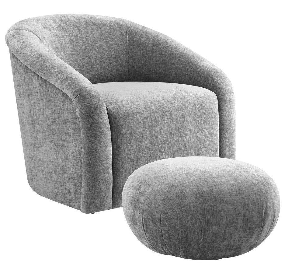 Boboli Grey Chenille Chair with Ottoman