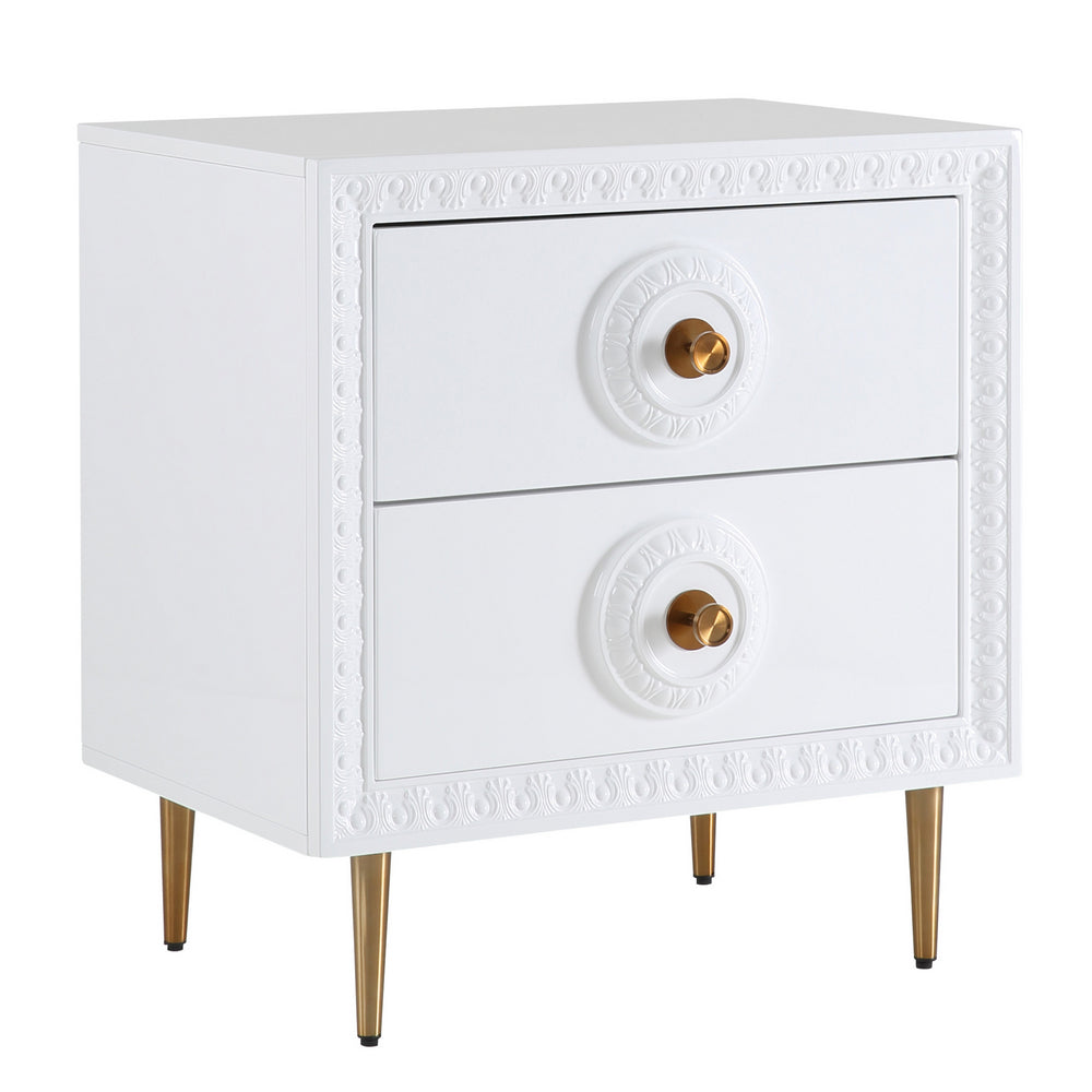 Bovey White Lacquer Wood Side Table