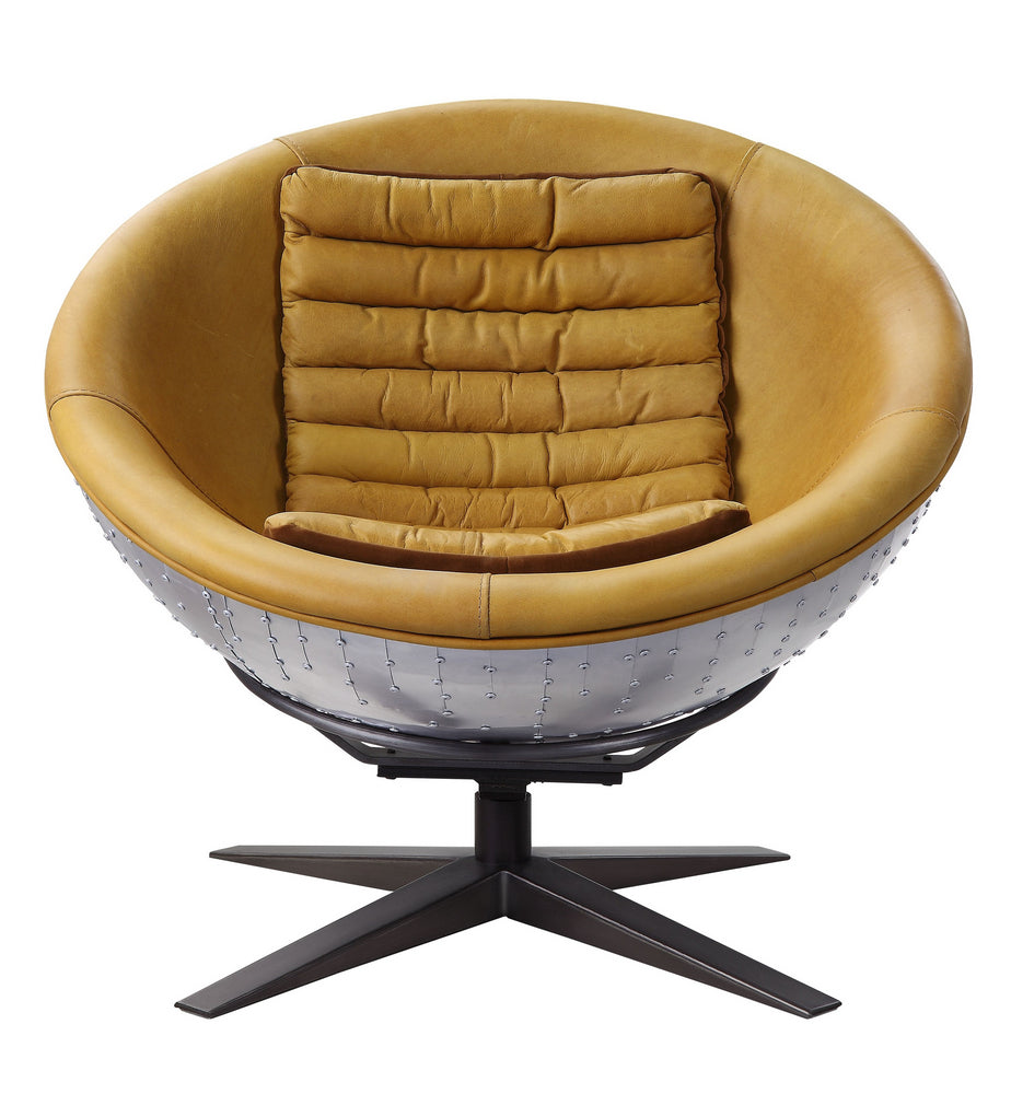 Brancaster Turmeric Top Grain Leather Accent Chair