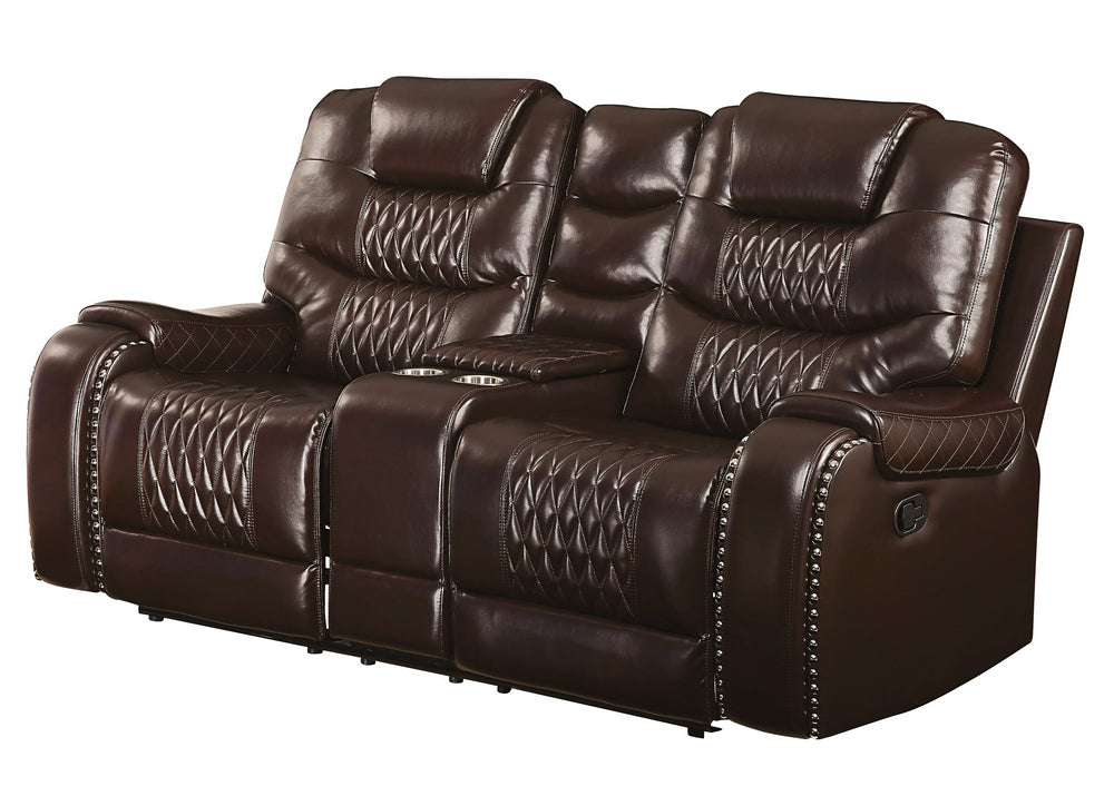 Braylon Brown PU Leather Manual Recliner Loveseat