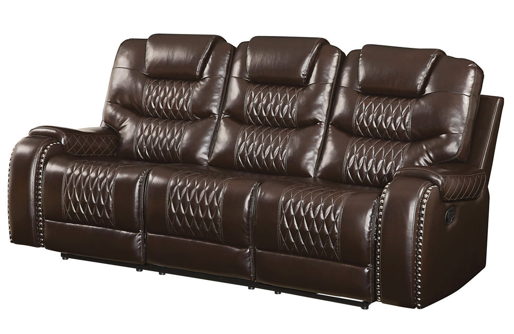 Braylon Brown PU Leather Manual Recliner Sofa (Oversized)