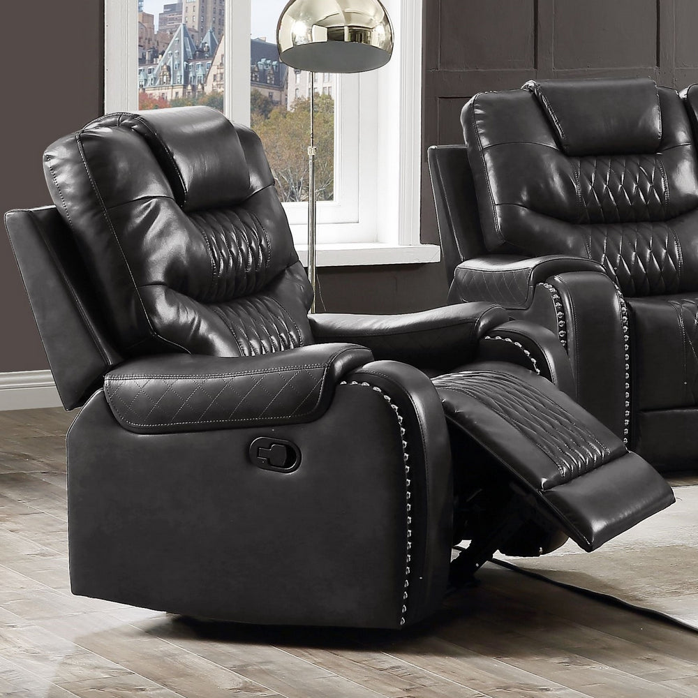 Braylon Magnetite PU Leather Manual Recliner