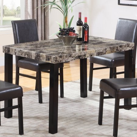 Britney Faux Marble/Black Wood Dining Table