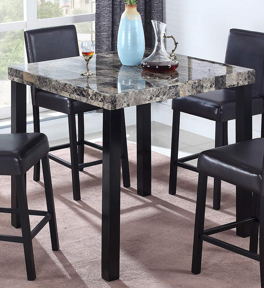 Britney Faux Marble/Black Wood Counter Height Table