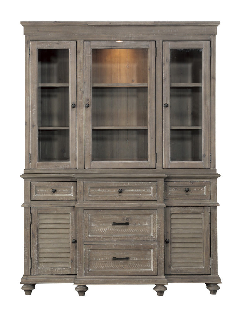 Cardano Driftwood Light Brown Wood Buffet with Hutch