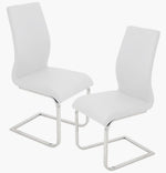 Caryl 2 White Faux Leather/Chrome Side Chairs