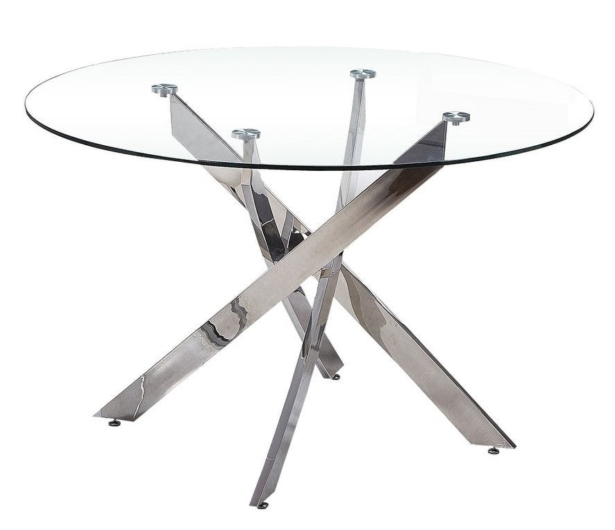 Caryl Clear Glass/Chrome Round Dining Table