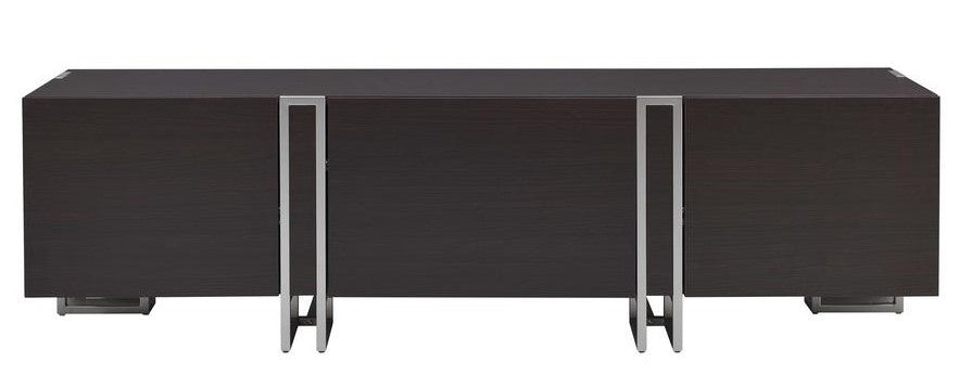 Cattoes Dark Walnut Wood TV Stand with Metal Accents