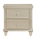 Celandine 2-Drawer Silver Finish Wood Nightstand