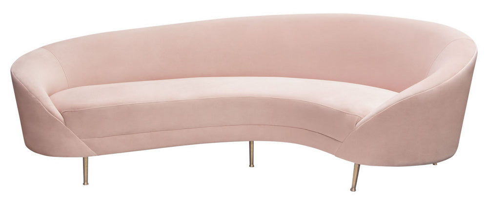 Celine Blush Pink Velvet Curved Sofa (Oversized)