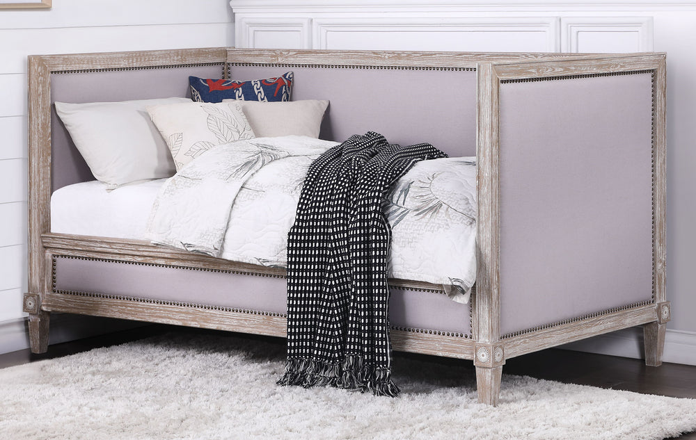 Charlton Fabric/Weathered Oak Wood Twin Daybed