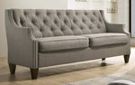 Cherryl Gray Fabric Button Tufted 2-Seat Sofa