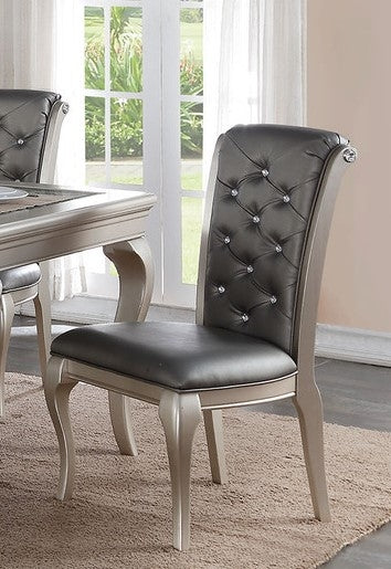 Chrissy 2 Antique Silver Cushion/Wood Side Chairs