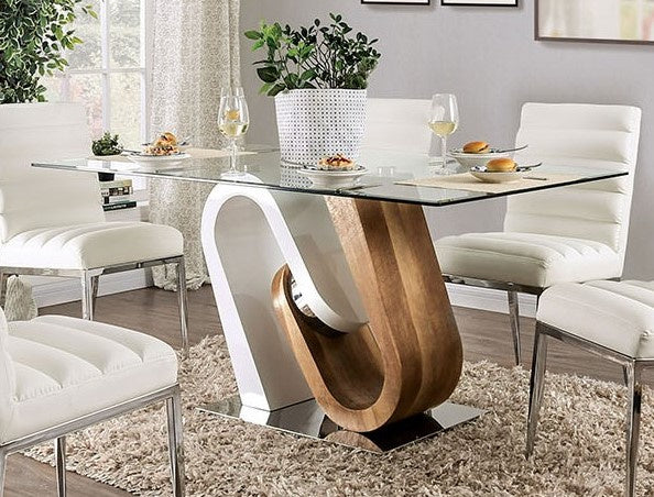 Cilegon Clear Glass/Two-Tone Dining Table