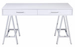 Coleen White High Gloss Wood/Chrome Metal Writing Desk