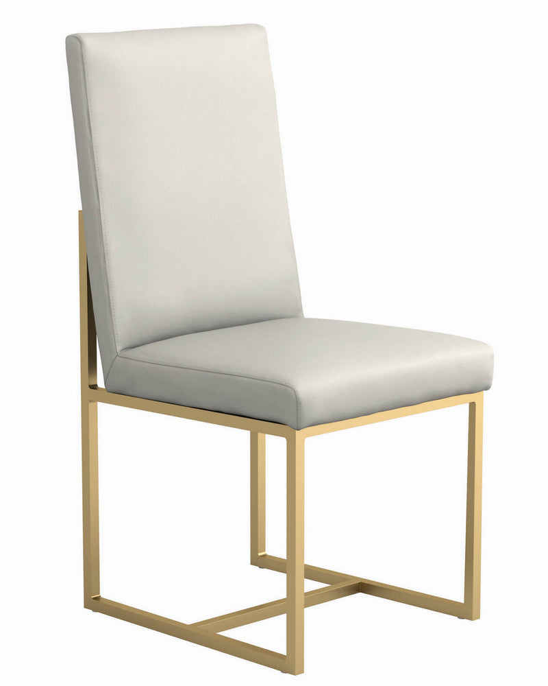 Conway 2 Grey Leatherette/Aged Gold Metal Side Chairs