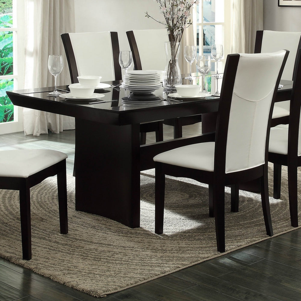 Daisy Espresso Wood Dining Table with Glass Insert