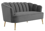 Daisy Petite Grey Velvet Channel Tufted Settee