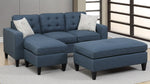 Daren Navy Polyfiber Convertible Sectional with Ottoman