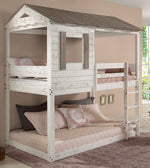 Darlene Rustic White Wood Twin over Twin Bunk Bed