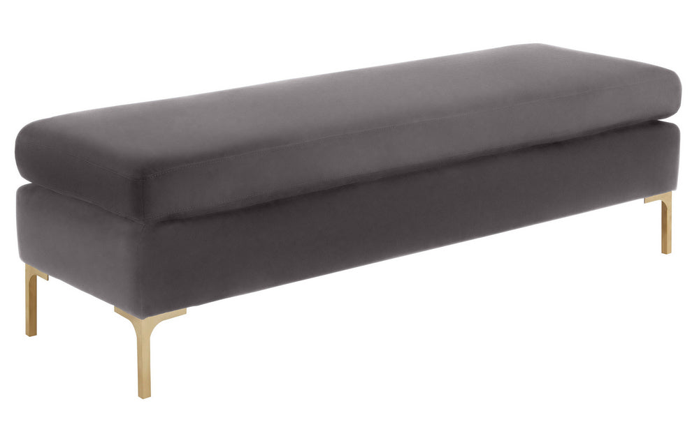 Delilah Grey Textured Velvet Bench