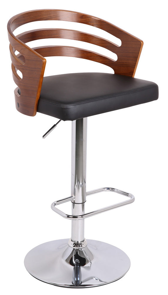 Della Black PU Leather/Wood Swivel Bar Stool