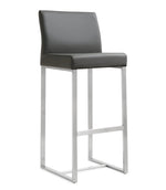 Denmark 2 Grey Vegan Leather/Steel Bar Stools