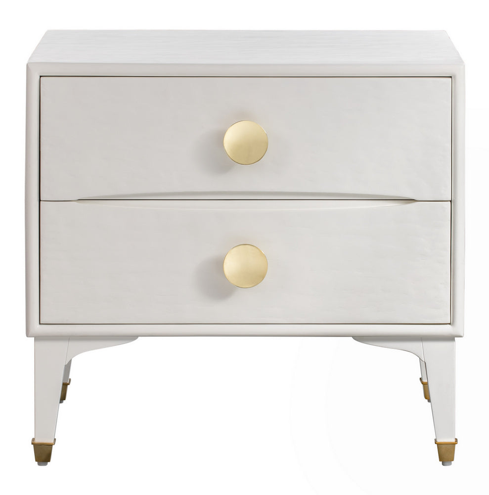 Divine White Wood 2-Drawer Nightstand