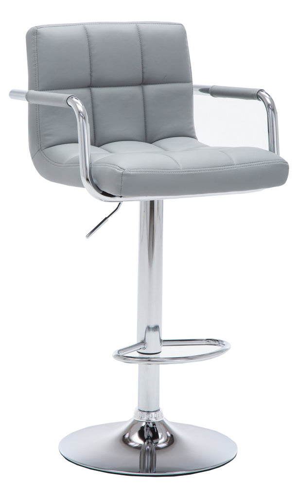 Dora Gray PU Leather Swivel Bar Stool