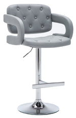 Doretta Gray Leatherette/Chrome Metal Swivel Bar Stool