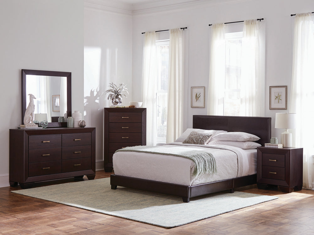 Dorian 5-Pc Brown/Dark Cocoa Wood Full Bedroom Set