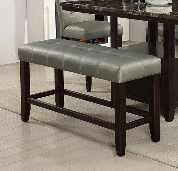 Dottie Silver Faux Leather/Wood Counter Height Bench