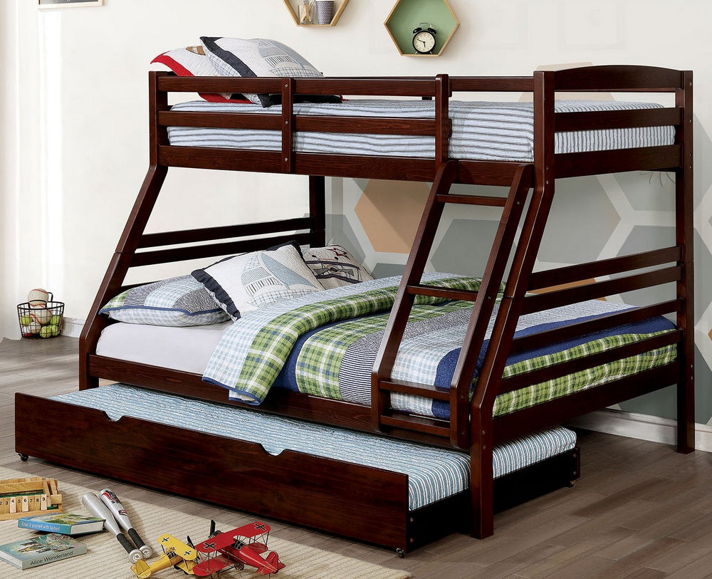 Elaine Walnut Twin/Full Bunk Bed with Trundle