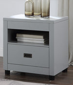 Eleanor Dove Gray Wood End Table with Drawer