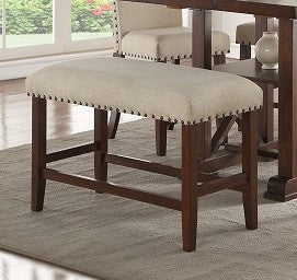 Eleni Cream Fabric/Wood Counter High Bench