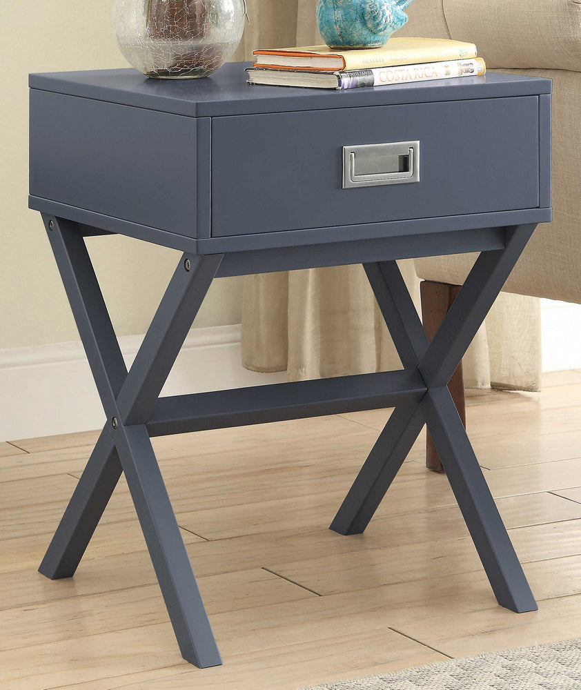 Elvire Gray Wood End Table with Drawer